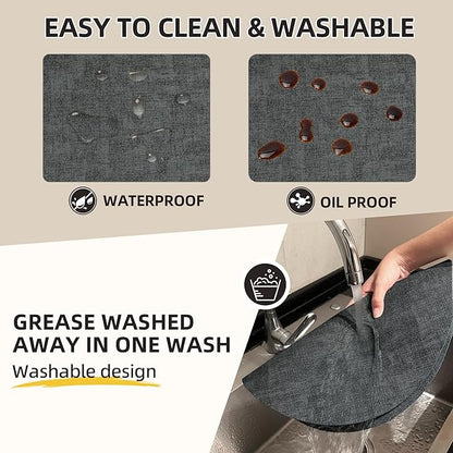 15 inch Faux Leather Round Placemats Set of 6 Non-Slip Washable Wipeable Table Mats, Heat Resistant Waterproof Oilproof Black Place Mats for Kitchen, Dining, Party, Indoor, Outdoor