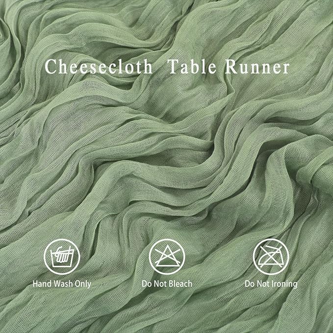 8 Pack Sage Green Cheesecloth Table Runner 17x108 inch Boho Gauze Cheese Cloth - Image 4