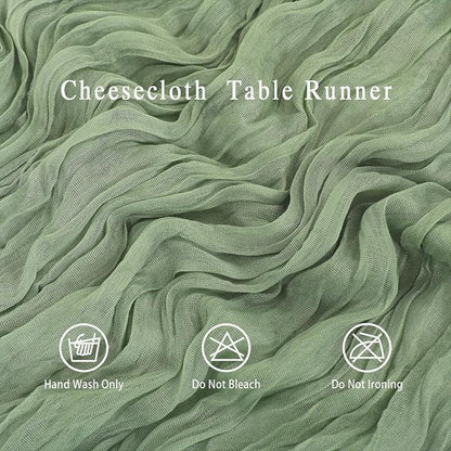 8 Pack Sage Green Cheesecloth Table Runner 17x108 inch Boho Gauze Cheese Cloth - Image 4
