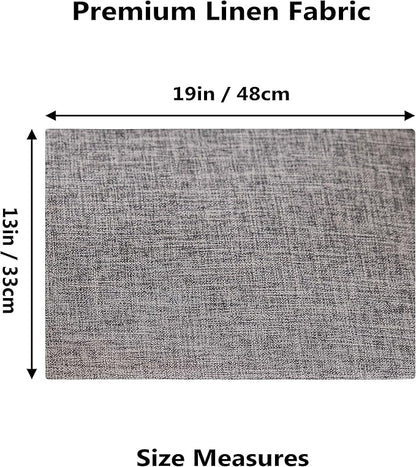 Home Brilliant Linen Placemats Set of 4 Heat Resistant Washable Placemats for Parties Buffet Dinner, 13 x 19 inches, Ash Grey