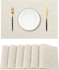 Leetaltree Wheat Placemats Set of 6 - Heat Resistant Non-Slip Place mats for Dining Table, Washable Durable PVC Vinyl Woven Table Mats（Wheat, 6）