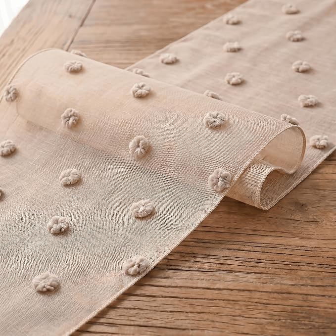 Artoid Mode Pink Pom Pom Tulle Table Runner, Seasonal Valentine's Day Washable - Image 6