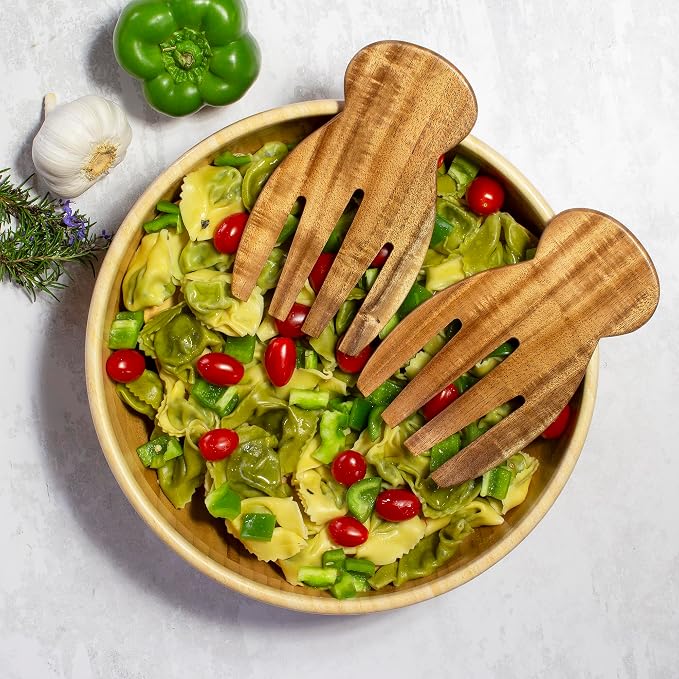 TB Home Salad Hands – Acacia Wood Salad Serving Utensils - Image 4