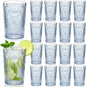 24 Pcs 16 oz Plastic Vintage Drinking Glasses Stemless Ribbed Highball Glasses by Unknown
