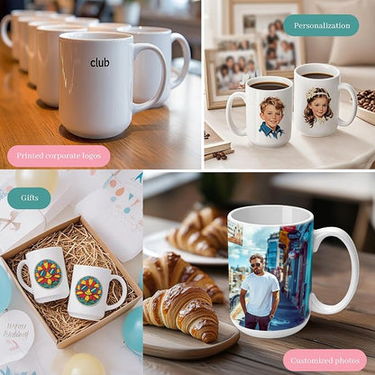 Joyclub 1 Set Sublimation Mugs Blank 15 oz Coffee Mugs Bulk White Ceramic Cups - Image 2