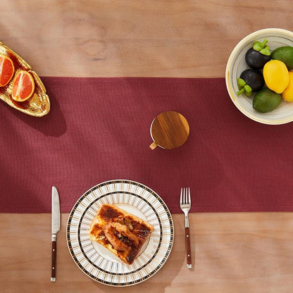 Rustic Cotton Linen Table Runner, 13x72 Inches Burgundy | Farmhouse Style Linen - Image 5
