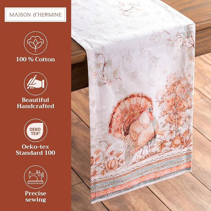 Maison d' Hermine Table Runner 100% Cotton 14.50" x 72" | Table Runners 72 - Image 2
