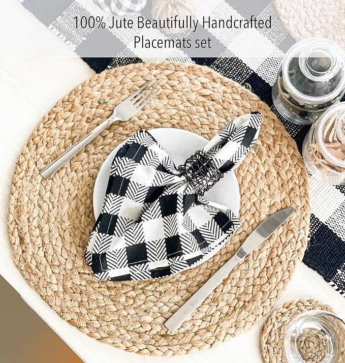 Round Woven Jute Braided Placemats, 14 Inch | Farmhouse, All Natural - Image 4