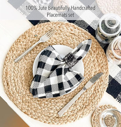 Round Woven Jute Braided Placemats, 14 Inch | Farmhouse, All Natural - Image 4