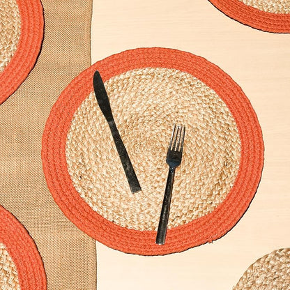 Round Verona Woven Jute & Cotton Placemat, 14 Inch, Natural Jute - Image 2