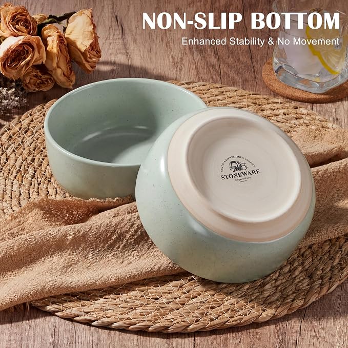 E-far Cereal Bowls Set of 6, 27oz Ceramic Deep Soup Bowls - Image 3