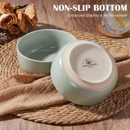 E-far Cereal Bowls Set of 4, 27oz Ceramic Deep Soup Bowls - Image 3