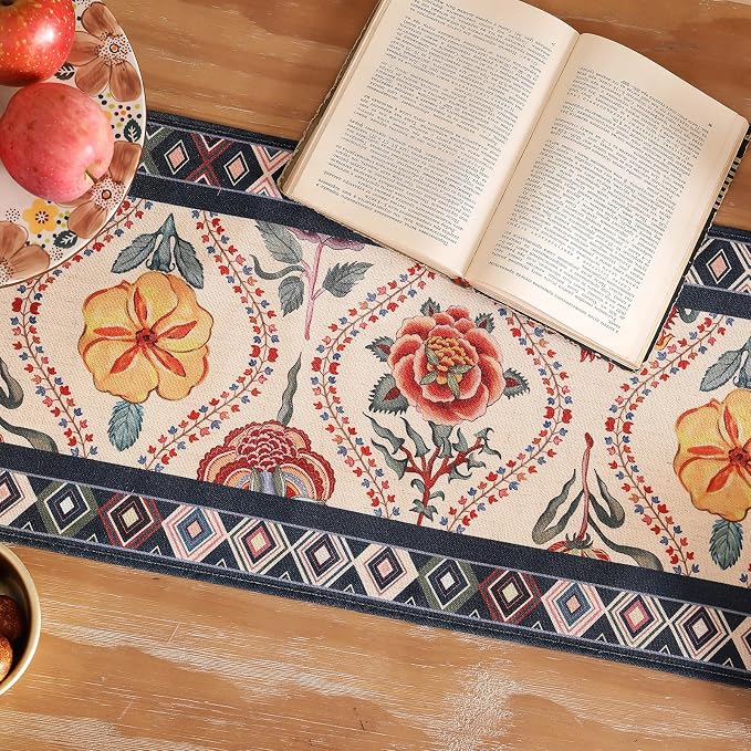 bilin gaier Designer Linen Extra Long Table Runner, Colorful Floral Pattern - Image 6