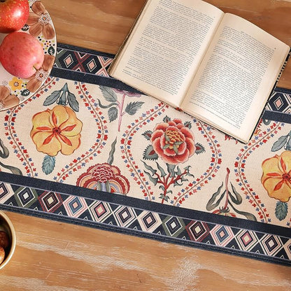 bilin gaier Designer Linen Extra Long Table Runner, Colorful Floral Pattern - Image 6