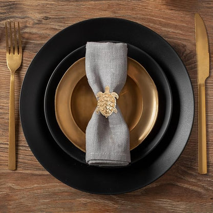 Decozen Set of 12 Gold Napkin Rings in Turtle Design Festive Table Decor Setting for Holiday Wedding, Birthday, Kitchen, Home Decor Housewarming Gift - Mothers Day Decorations