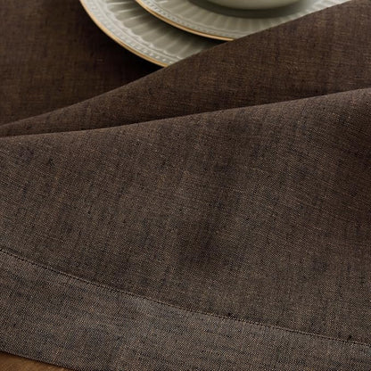 Solino Home Linen Cloth Napkins Set of 4-100% Pure Linen Chambray Brown Dinner Napkins 20 x 20 Inch for Winter - Athena, Handcrafted and Machine Washable