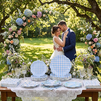NatNarr 50 Set Floral Plates and Napkins Hydrangea Party Decor | 9" Hydrangea - Image 7