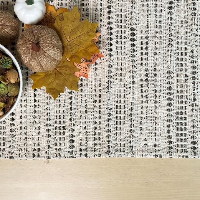 Decorative Lana Table Runner, Ivory & Black - Image 6