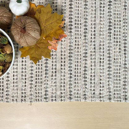 Decorative Lana Table Runner, Ivory & Black - Image 6
