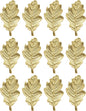 CLEENTABLE Metal Napkin Rings Set of 12, Metal Napkin Holder Cuffs for Dinner Table Décor, Thanksgiving Leaf Farmhouse Modern Serviette Rings for Christmas, Weddings, Receptions, (Gold)