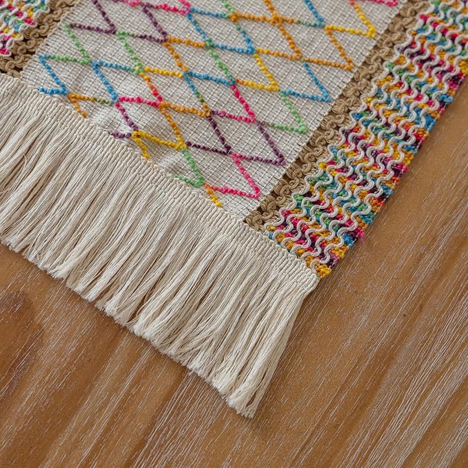 Keketoarrange Boho Macrame Table Runner 12x72 Inch | Woven Burlap Rustic Runner - Image 7