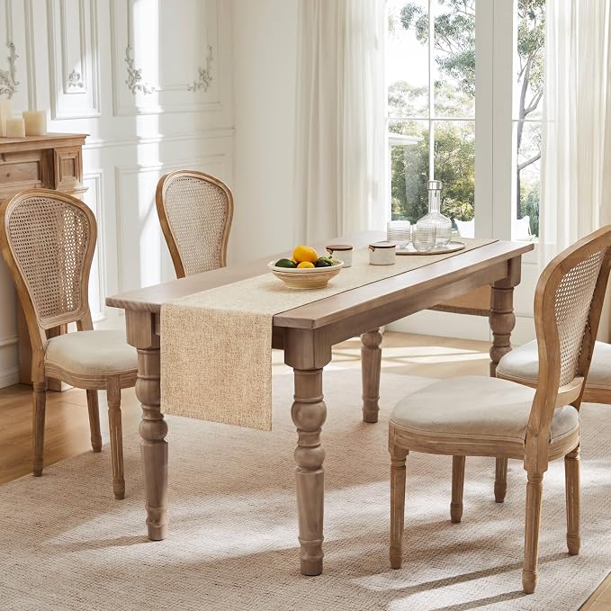 Burlap Style Farmhouse Table Runner, 14x60 Inches Oatmeal Beige | Thick Durable - Image 3