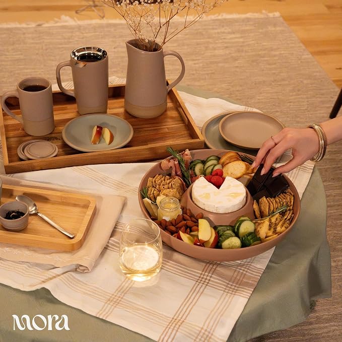 Mora Ceramic Chips and Dip Serving Tray: Large Divided Party Bowl Set - Image 6