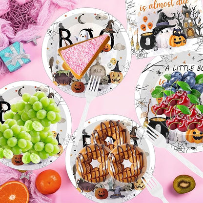 96 Pcs A Little Boo Is Almost Due Halloween Baby Shower Decorations, Ghost - Image 5