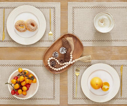 Farmhouse Burlap Place Mats, Coffee Placemats Set of 6, 12 x 18 Inch | Double - Image 2