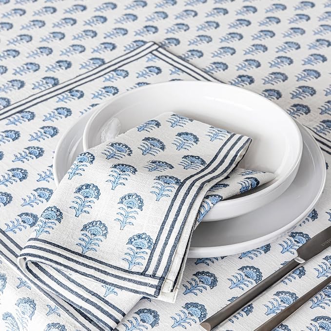Over&Back 18x90 Hand-Blocked Printed Cotton Table Runner - Image 9