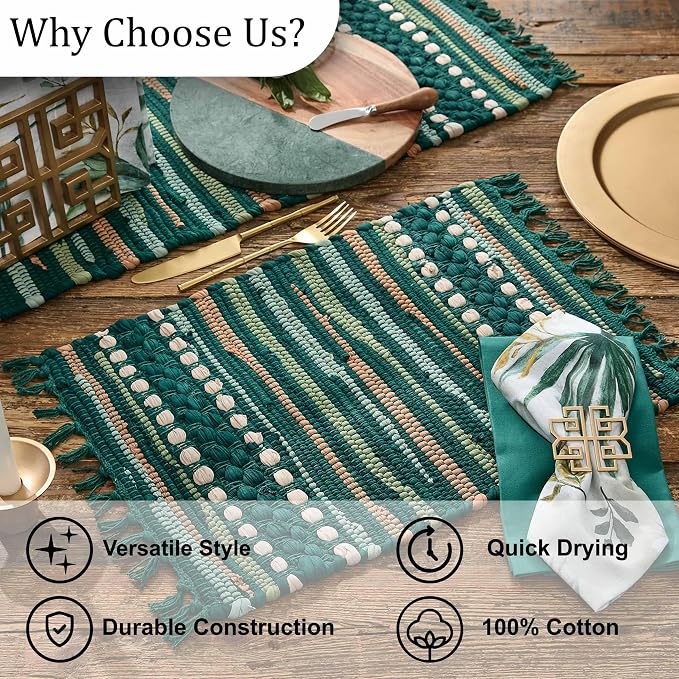 Park Designs Rainforest Chindi Table Runner 13" x 36" | Cotton | Tassel Fringe - Image 5