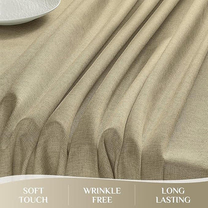 Softalker Rectangular Tablecloth 60x120 inch Faux Linen Table Cloth Outdoor Waterproof Stain and Wrinkle Resistant Table Cover for 6/8/10 Foot Rectangle Large Tables for Party Graduation, Khaki