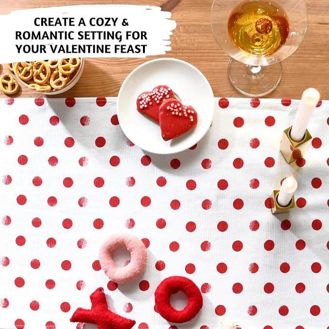 Folkulture Table Runner 72 Inches Long | Polka Red | Table Runner - Image 5