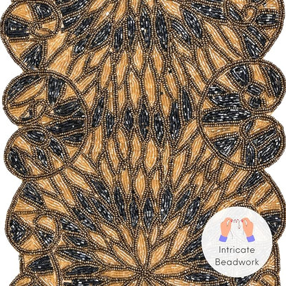 Beaded Table Runner, Handcrafted Glass & Polyester | Glass beads, polyester & - Image 6