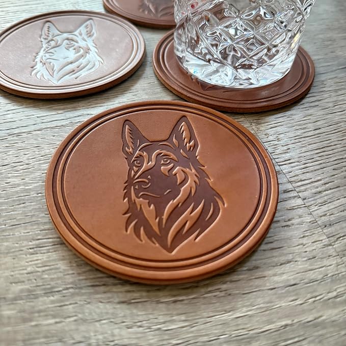 Dog Breed Leather Coasters – Premium Full Grain Table Protectors - Image 3