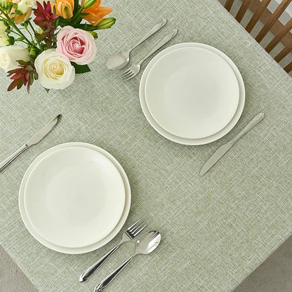 maxmill Flaxy Faux Linen Table Cloth with 2-Tone Slubby Texture Wrinkle Resistant Anti-Shrink Soft Tablecloth for Kitchen Dining Tabletop for Buffet Banquet Parties Rectangle 52 x 70 Inch Sage
