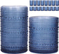 Moretoes Blue Hobnail Drinking Glasses Set of 16, Glass Cups | 12 Oz Highball by Moretoes