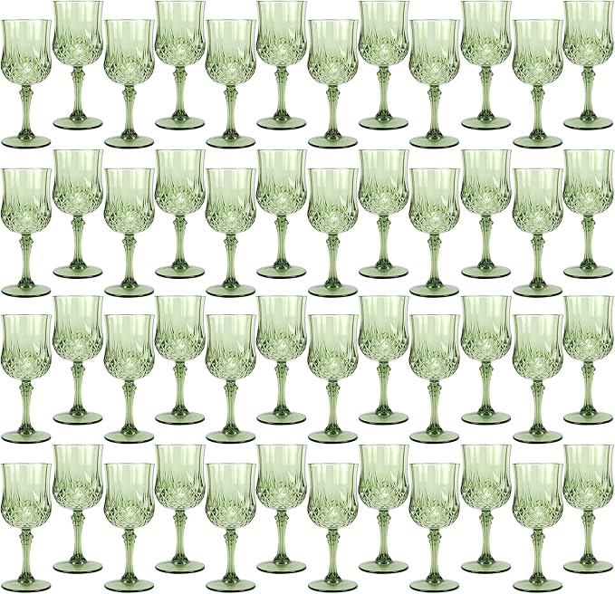 48Pack Plastic Wine Glasses, 7oz Vintage Goblets by LEYIQU
