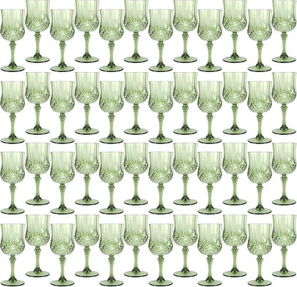 48Pack Plastic Wine Glasses, 7oz Vintage Goblets by LEYIQU