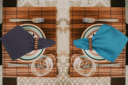 Ruvanti Cloth Napkins Set of 12, 18x18 Inches Napkin Cloth Washable, Soft, Durable, Absorbent Cotton Blend. Table Dinner-Napkin Cloth for Hotel, Lunch, Restaurant, Wedding Parties - Dark Grey & Teal