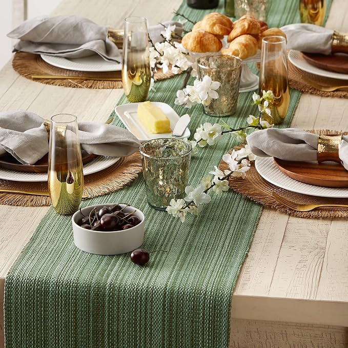 DII Variegated Tabletop Collection, Table Runner, Artichoke Green - Image 4