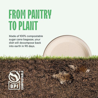 Deep Dish Paper Plates, Heavy Duty Disposable Dinner Plates [500-Pack] 9 Inch Plates - 100% Compostable Eco-Friendly, Biodegradable Sugarcane Bagasse, Natural Brown 9" Paper Plate Disposable