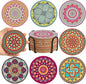 Cork Coasters Set of 8 with Holder, Colorful Cup Coaster by Puluole