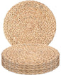 13.5" Water Hyacinth Woven Round Placemats Set of 6 - Wicker Boho Farmhouse Placemats - Rattan Table Mats for Dining Table, Wedding, Home
