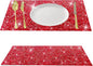 Red Sparkly Rhinestone Decor Square Placemats - Heat Resistant Mat Set of 2