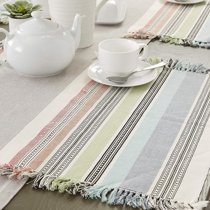 DII Variegated Tabletop Collection, Placemat Set3x19, Mediterranean, 6 Piece - Image 4