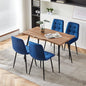 Rectangular Dining Table Set with Upholstered Chairs - Modern Kitchen Table and Chairs Set of 4 for Small Spaces - Blue