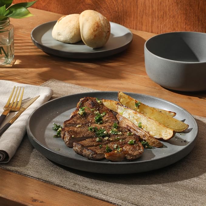 Gibson Elite Pasco 12 Piece Plates and Bowls Reactive Glaze Dishes Stoneware - Image 5