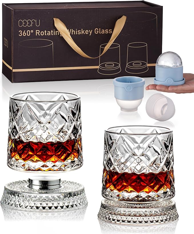 CEEFU 360° Spinning Whiskey Glasses Set by CEEFU