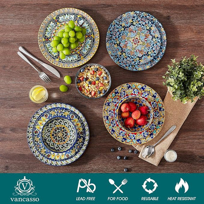 vancasso 18 Pieces Dinnerware Sets, Plates and Bowls Set, Porcelain Dishes Set - Image 3